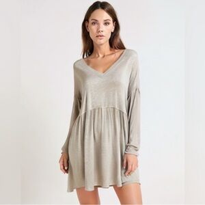 American Eagle Outfitters Cream V-Neck Babydoll Tunic Dress XS